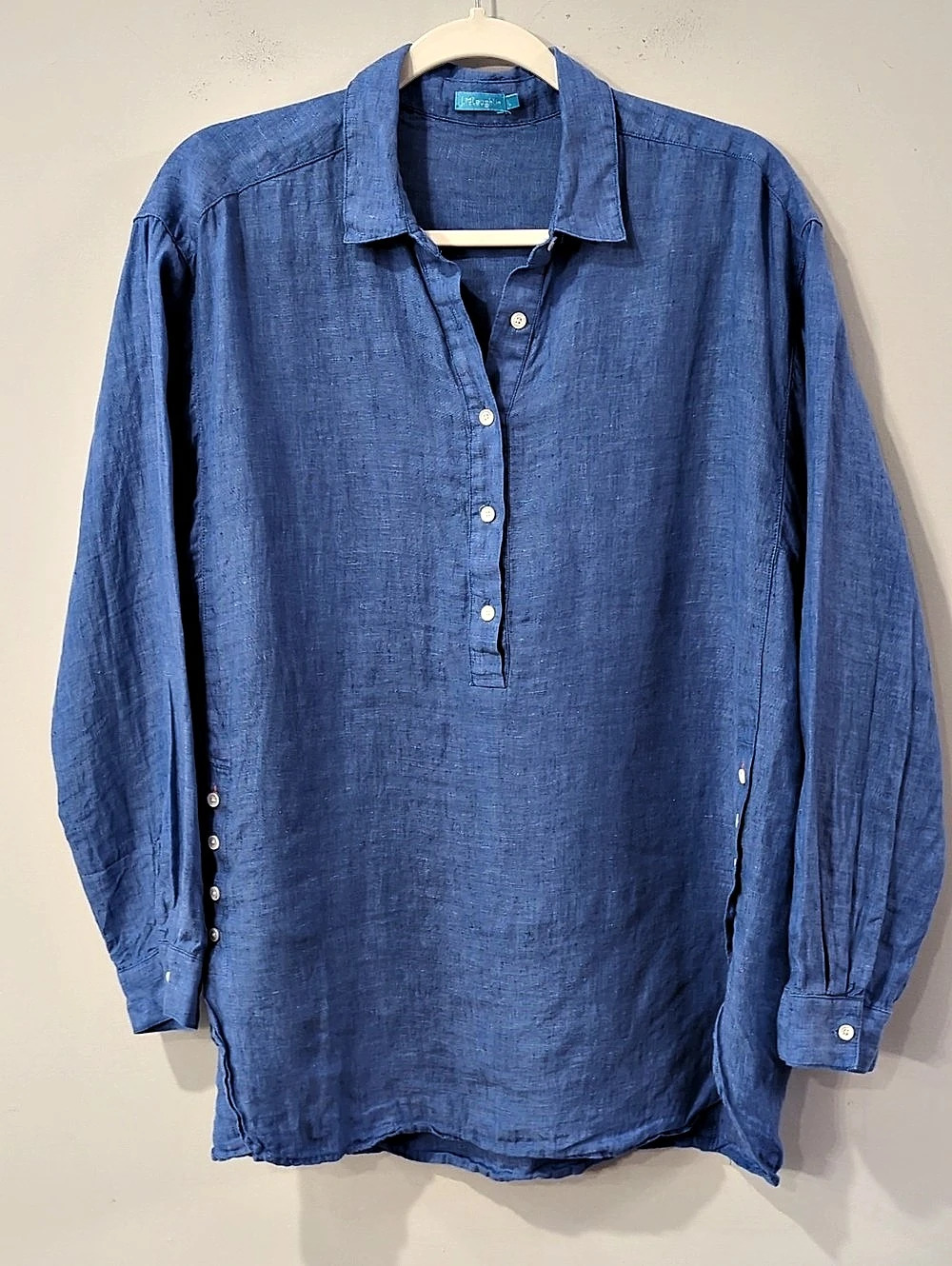 J.McLaughlin 100% Linen Shirt Blue Size Large